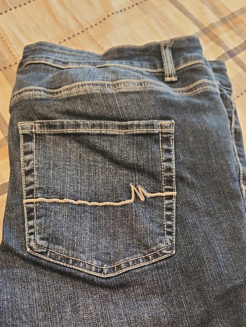 Maurices Blue Straight Leg Jeans with Cream Stitching